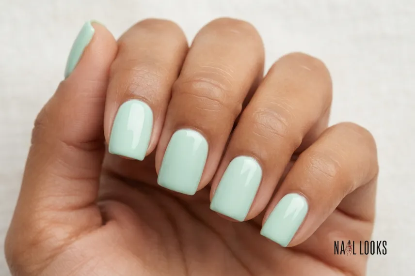 Short Square Green Nails