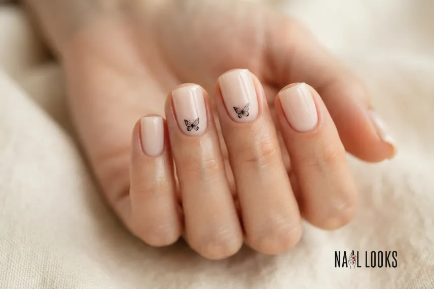 Simple Butterfly Nail Art on Short Nails