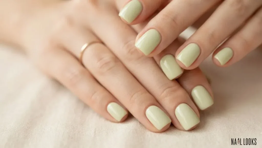 Simple Creamy Pistachio Nails
