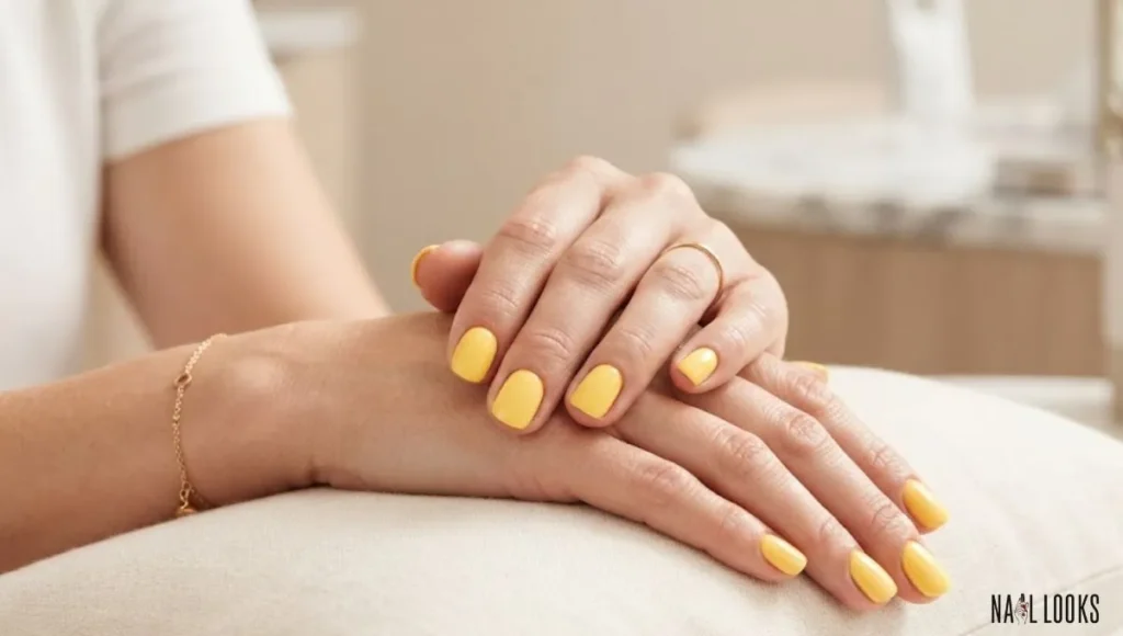 Simple Solid Yellow Gel Nails