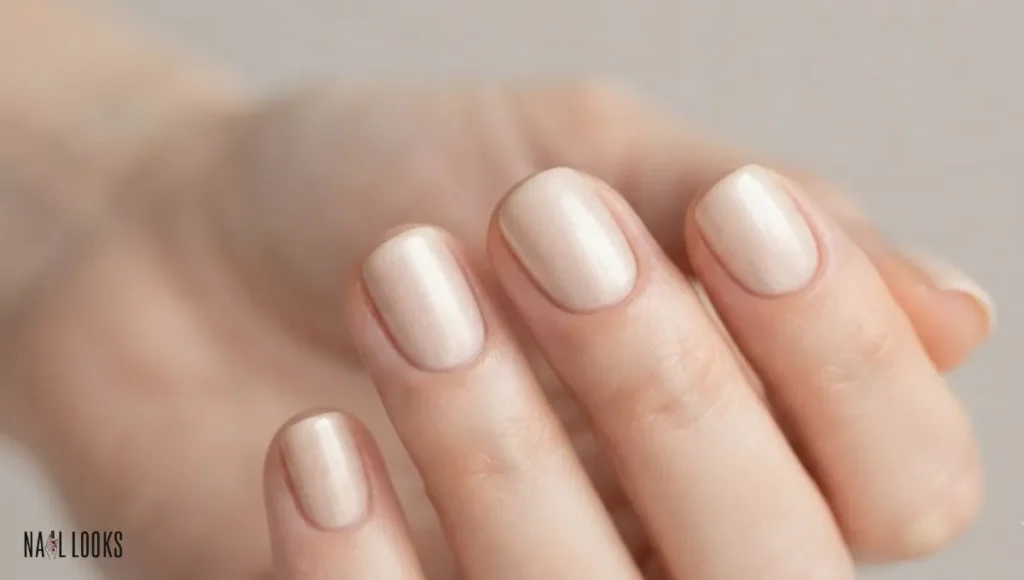 Soft Champagne Shimmer Nails
