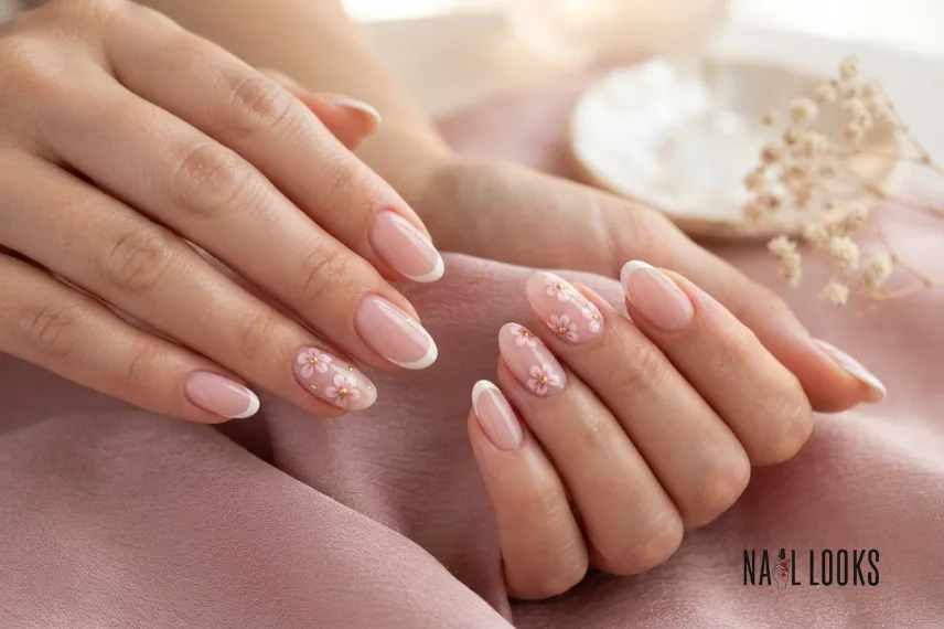 Soft Floral French Nails