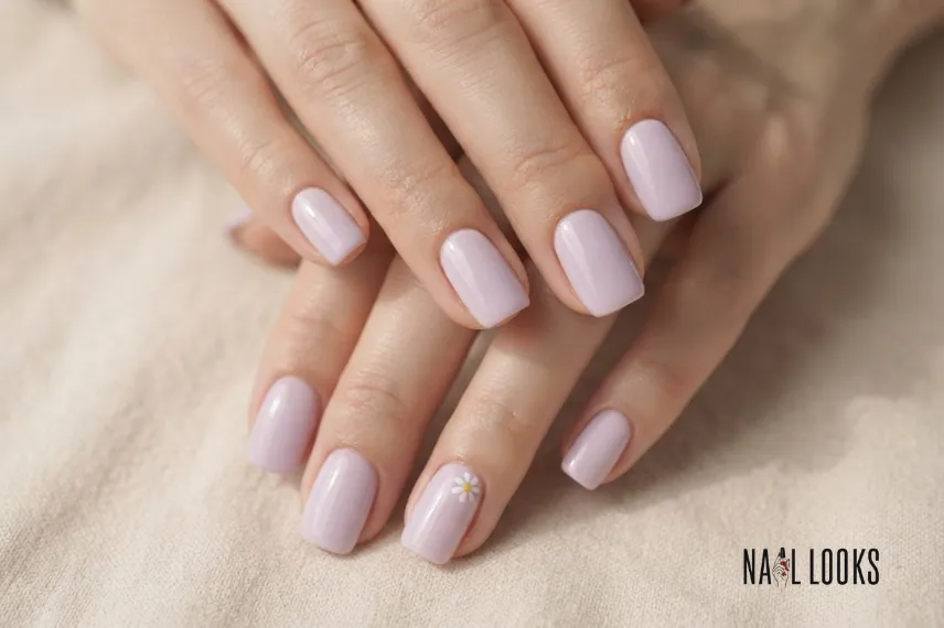 soft lilac pastel May nail color on square nails