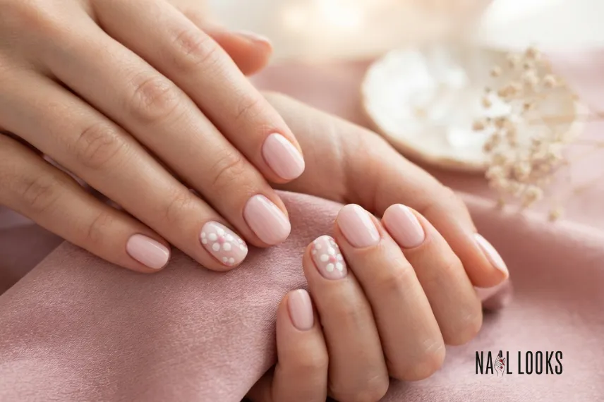 Soft Pink and White Floral Nails