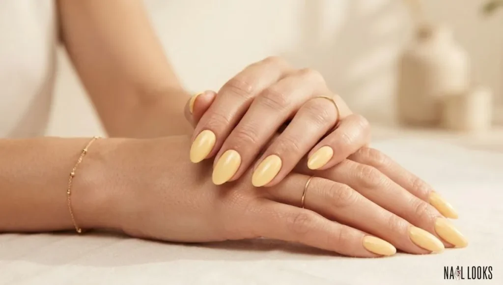 Soft Yellow Almond Nails, Kept Simple