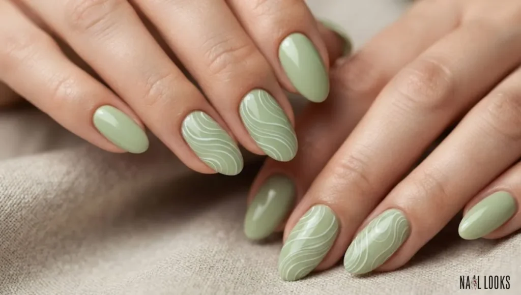 White Foam Swirl Nails