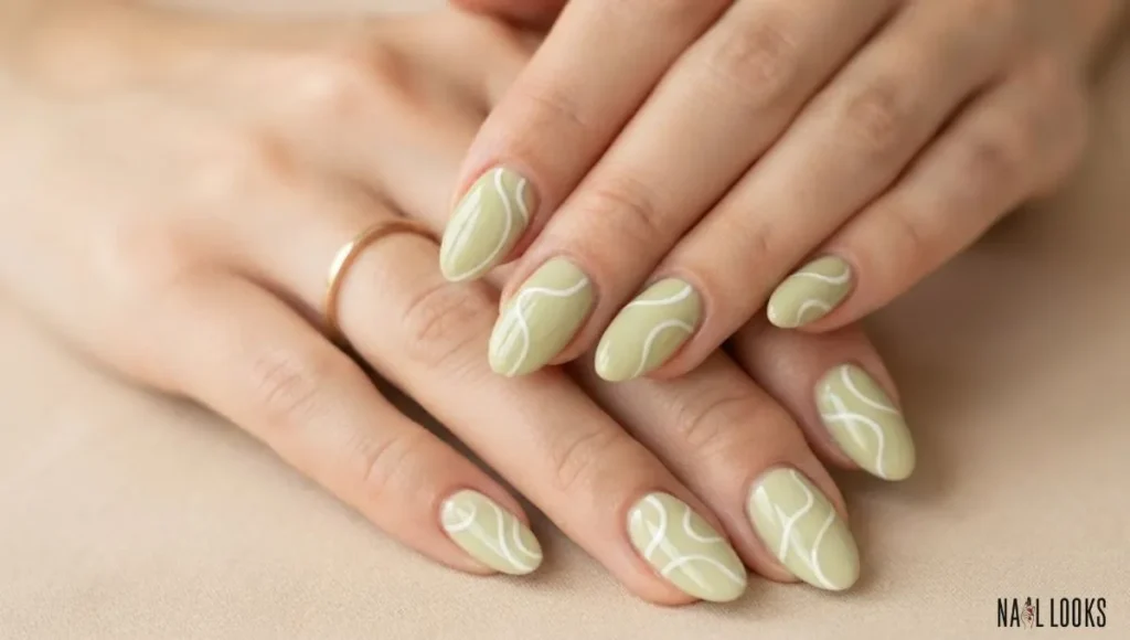 White Swirls on Green