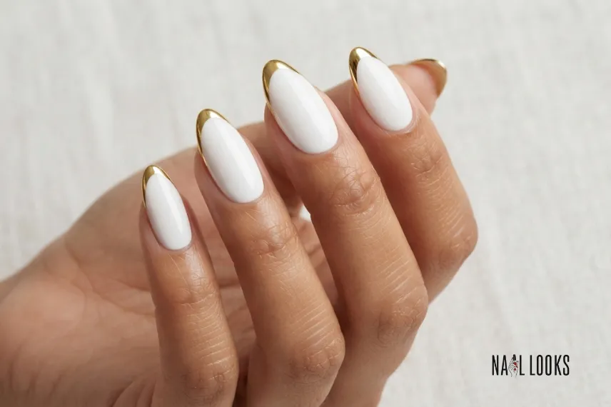 White and Gold Chrome Tips