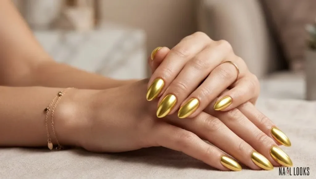Yellow Chrome Nails