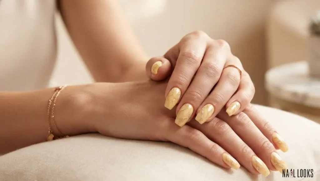 Yellow Marble Nails
