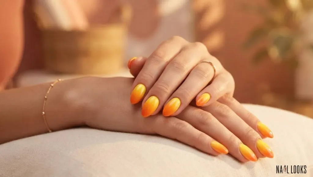 Yellow and Orange Sunset Nails