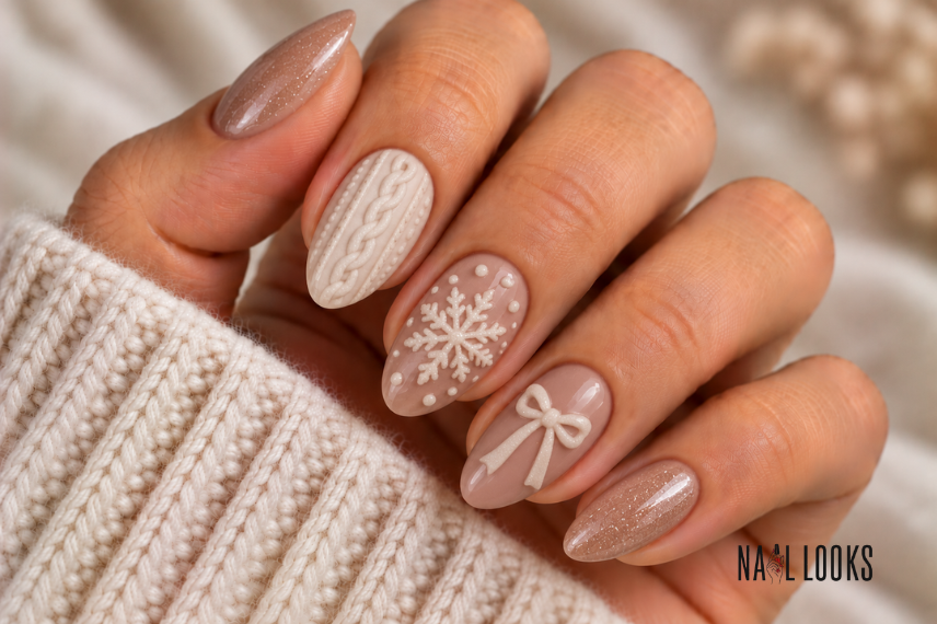 3D raised winter nail texture