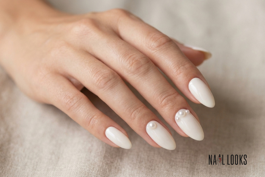 beach nails with pearl accents
