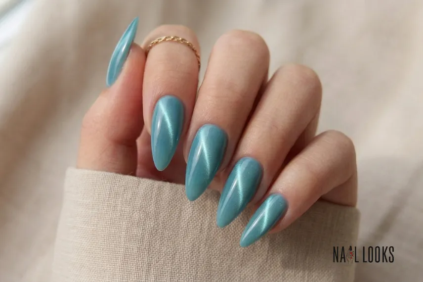 Blue Cat Eye Spring Nails