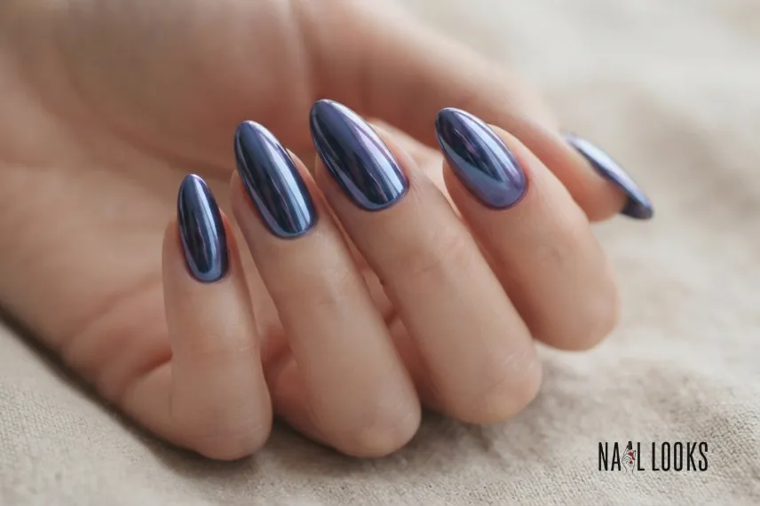 Blueberry Chrome Nails