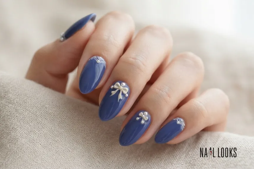 Blueberry Coquette Nails