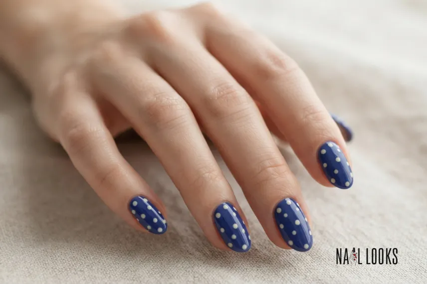 Blueberry Nails with Polka Dots