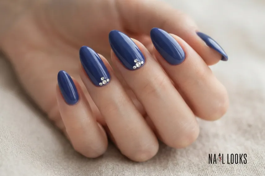 Blueberry Nails with Rhinestones