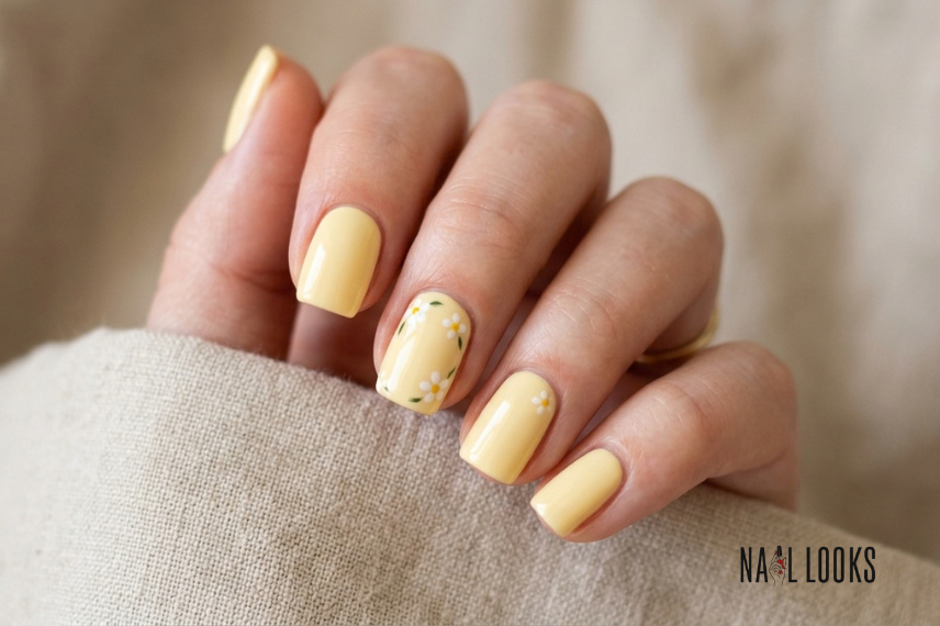 butter yellow short summer nails