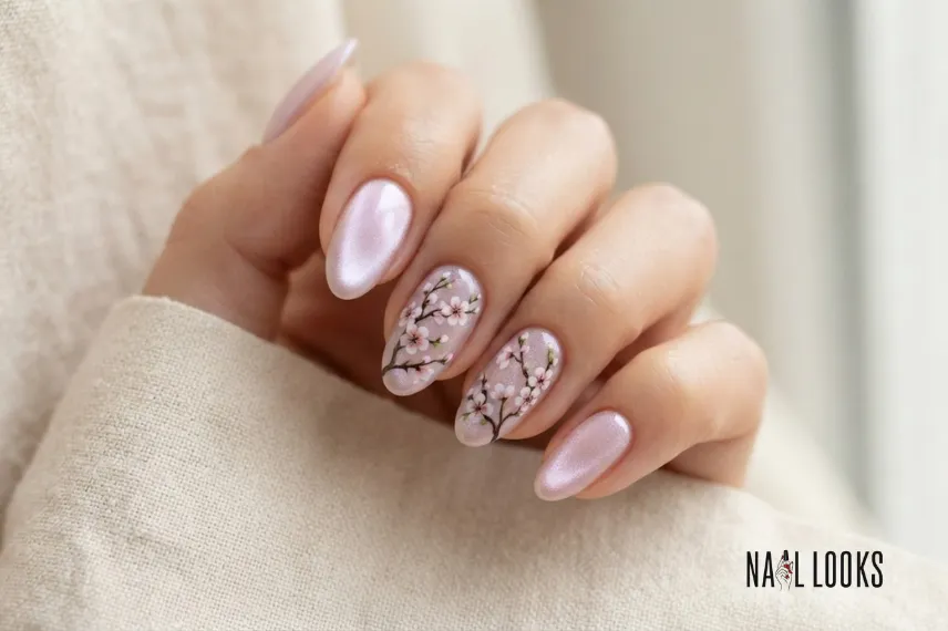 Cherry Blossom Cat Eye Nails
