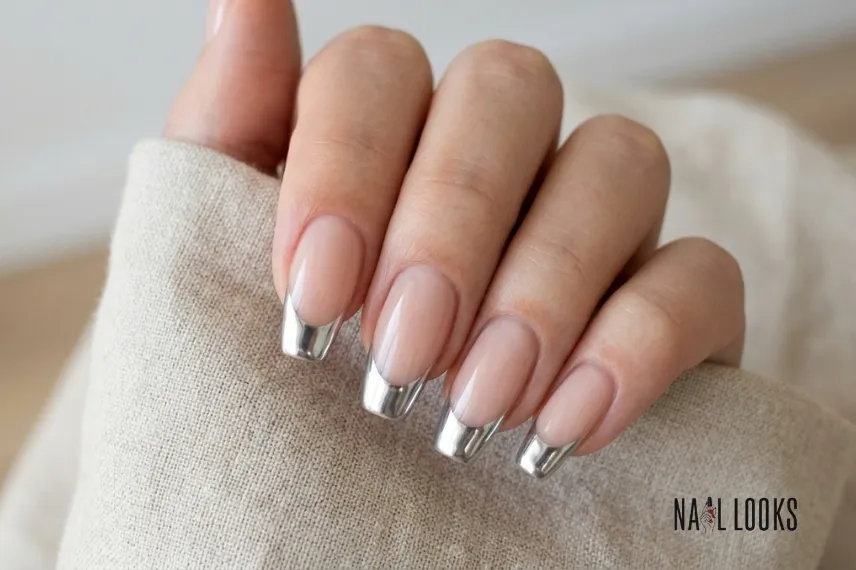 Chrome French Tip Nails