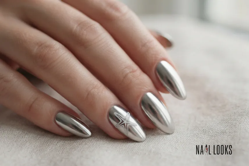 Chrome Silver with Starfish Outline
