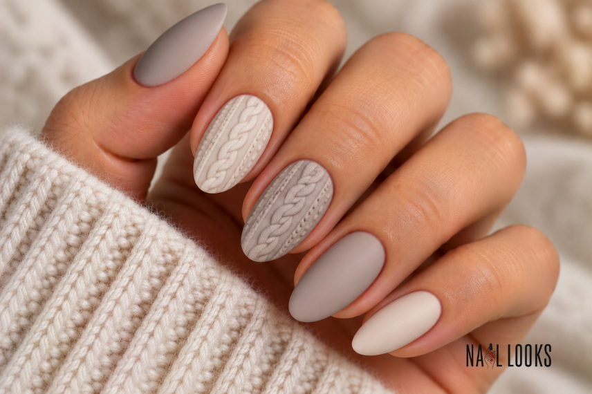 cosy sweater knit nail design