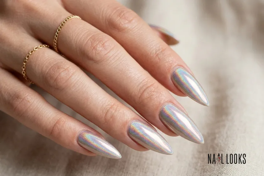 Holographic Chrome Summer Nails