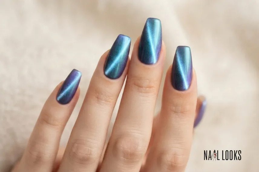Iridescent Cat Eye Spring Nails