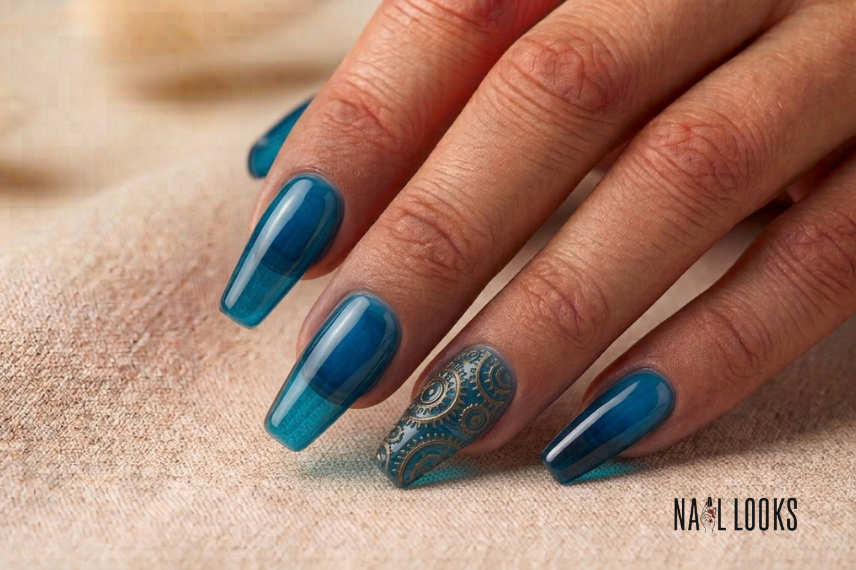 Jelly nail design on acrylic nails