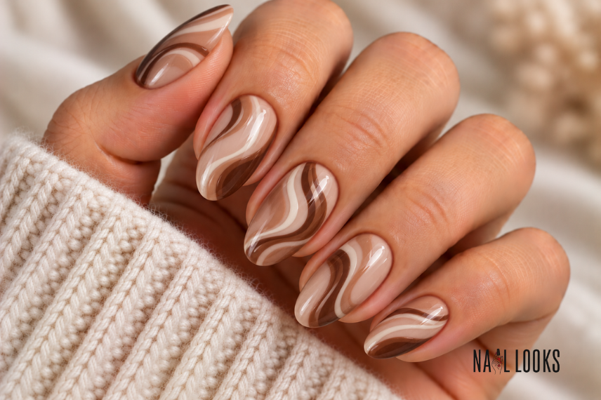 latte swirl nail design