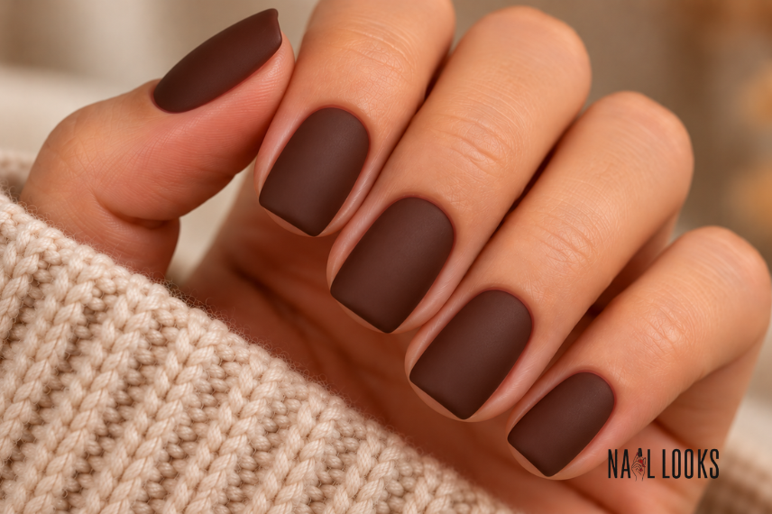Matte Chocolate Nails