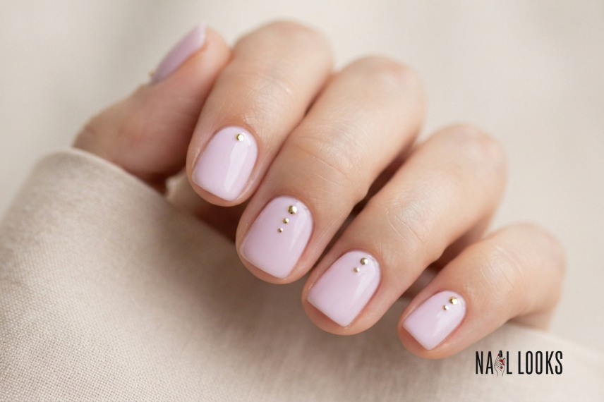 metallic microdot nail art on a pastel base
