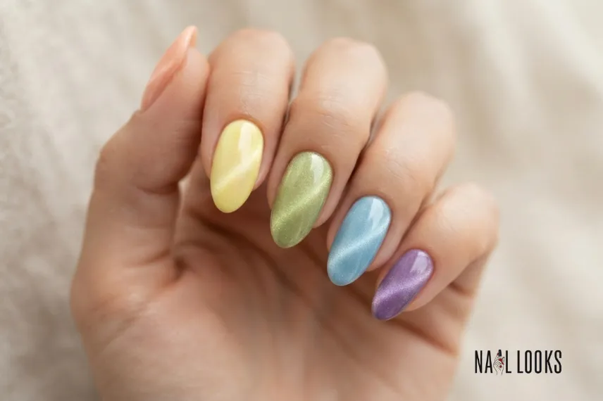 Multicolour Cat Eye Nails for Spring