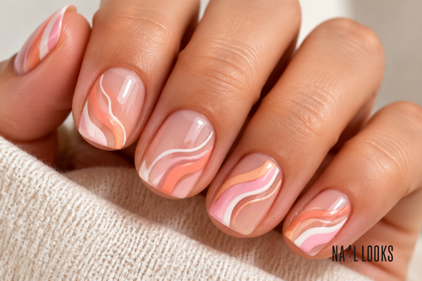 negative space wave nail design