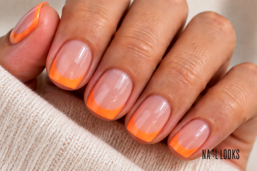 Neon Orange French Tips