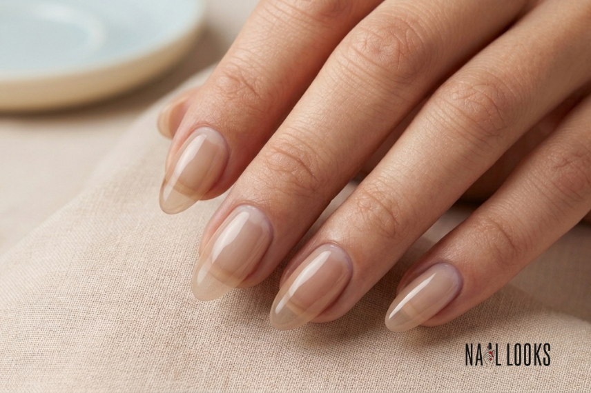 nude sheer jelly nail design