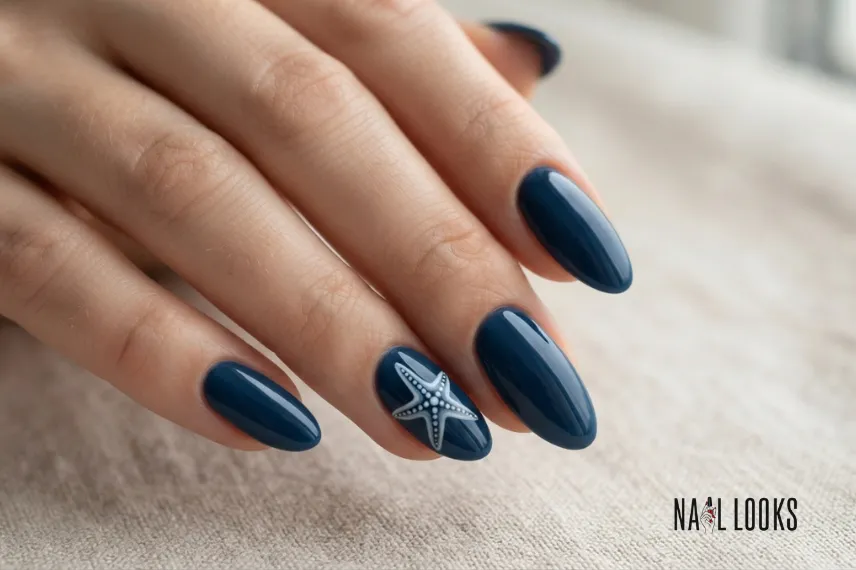 Ocean Blue with White Starfish