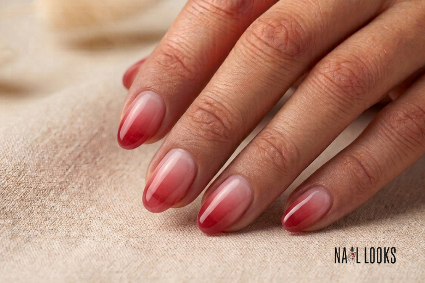 pink to red ombre jelly nails