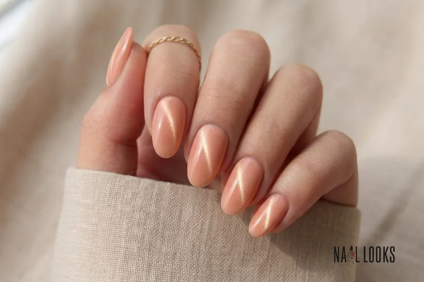 Peach Cat Eye Nails