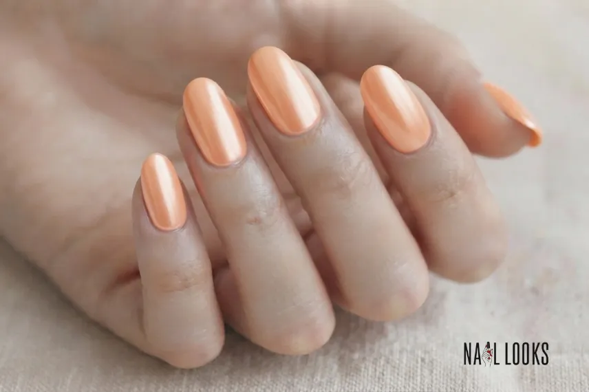 Peach Chrome Nails