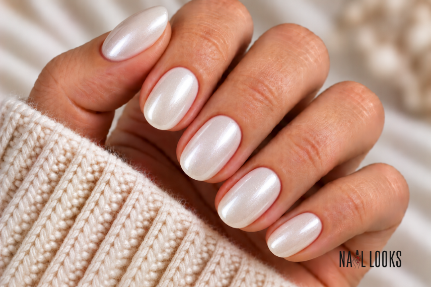 pearly white nail polish finish