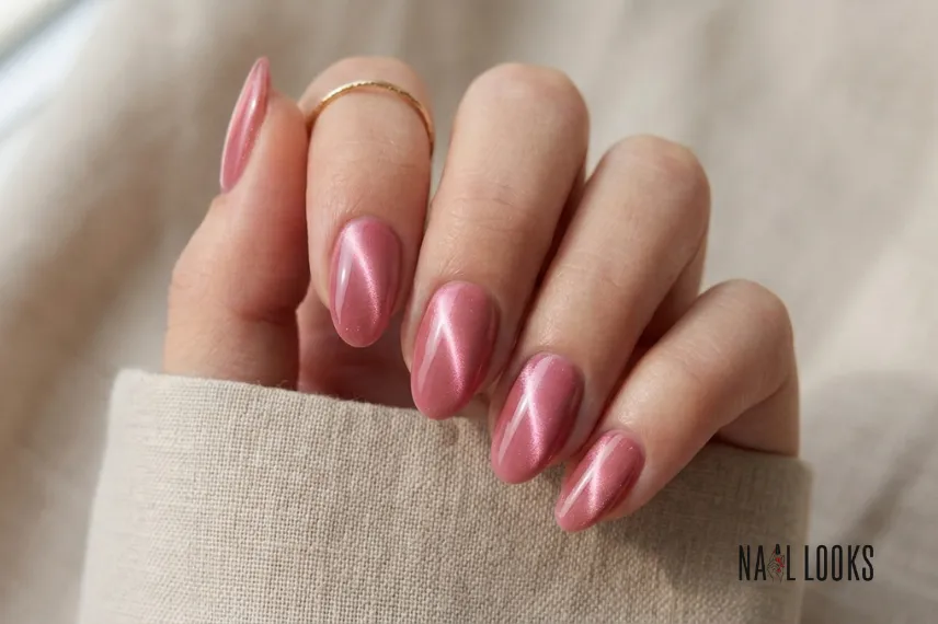 Pink Cat Eye Spring Nails