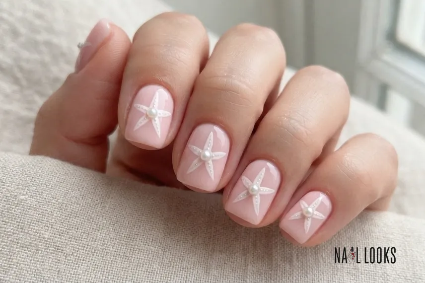 Pink Starfish with Pearl Centre