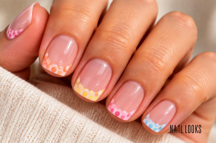 polka dot French tip nails