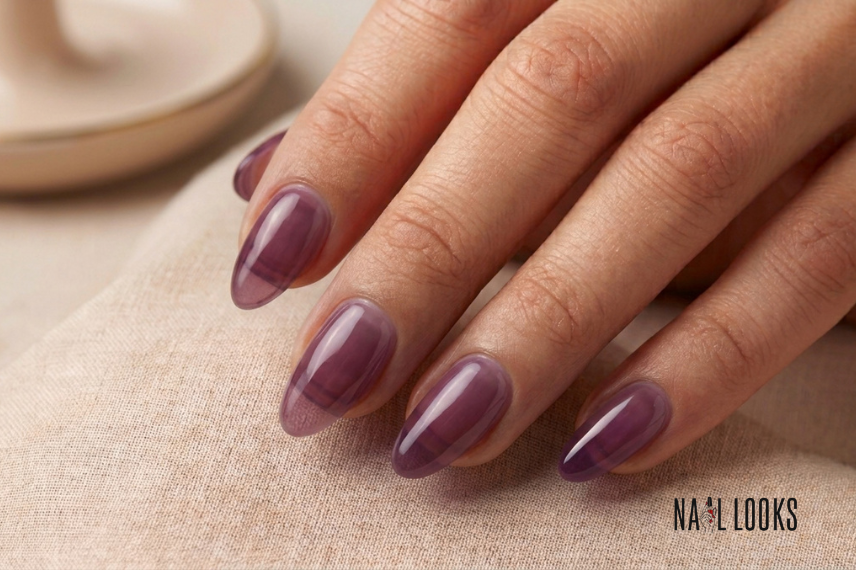 lavender purple jelly nail design