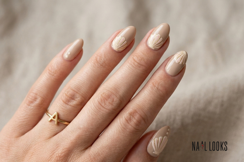 painted seashell nail design