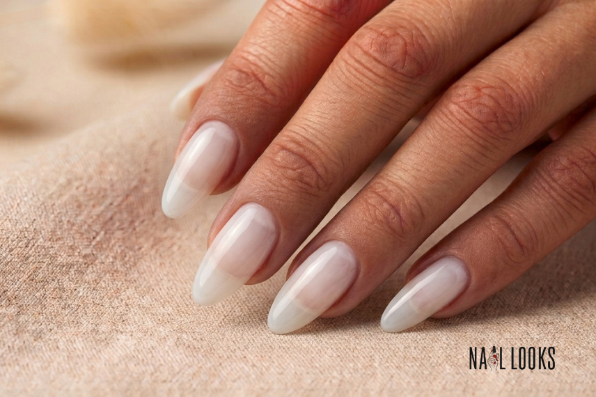 milky-white sheer jelly nails
