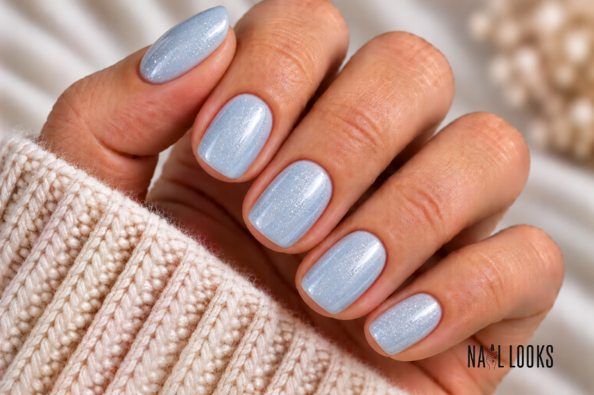 short icy blue nail design