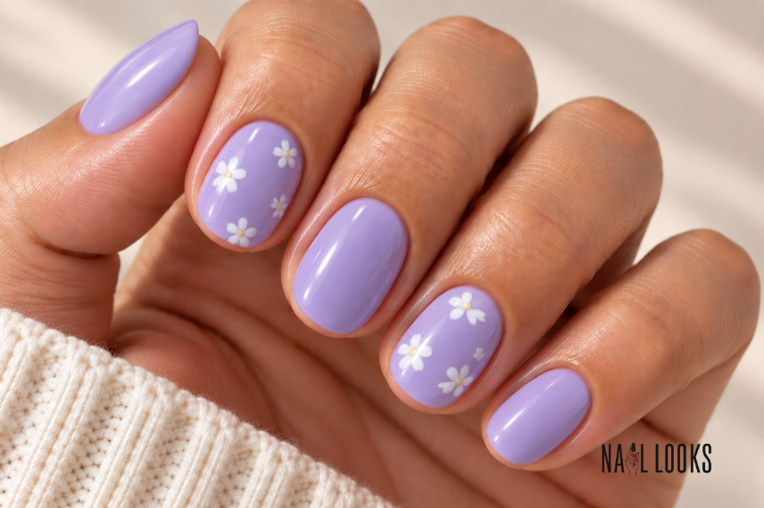 short lavender nail design